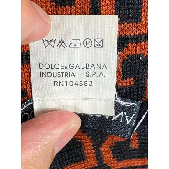 Dolce & Gabbana DG Monogam Wool/Acrylic Scarf Brown/Black Made in Italy F301